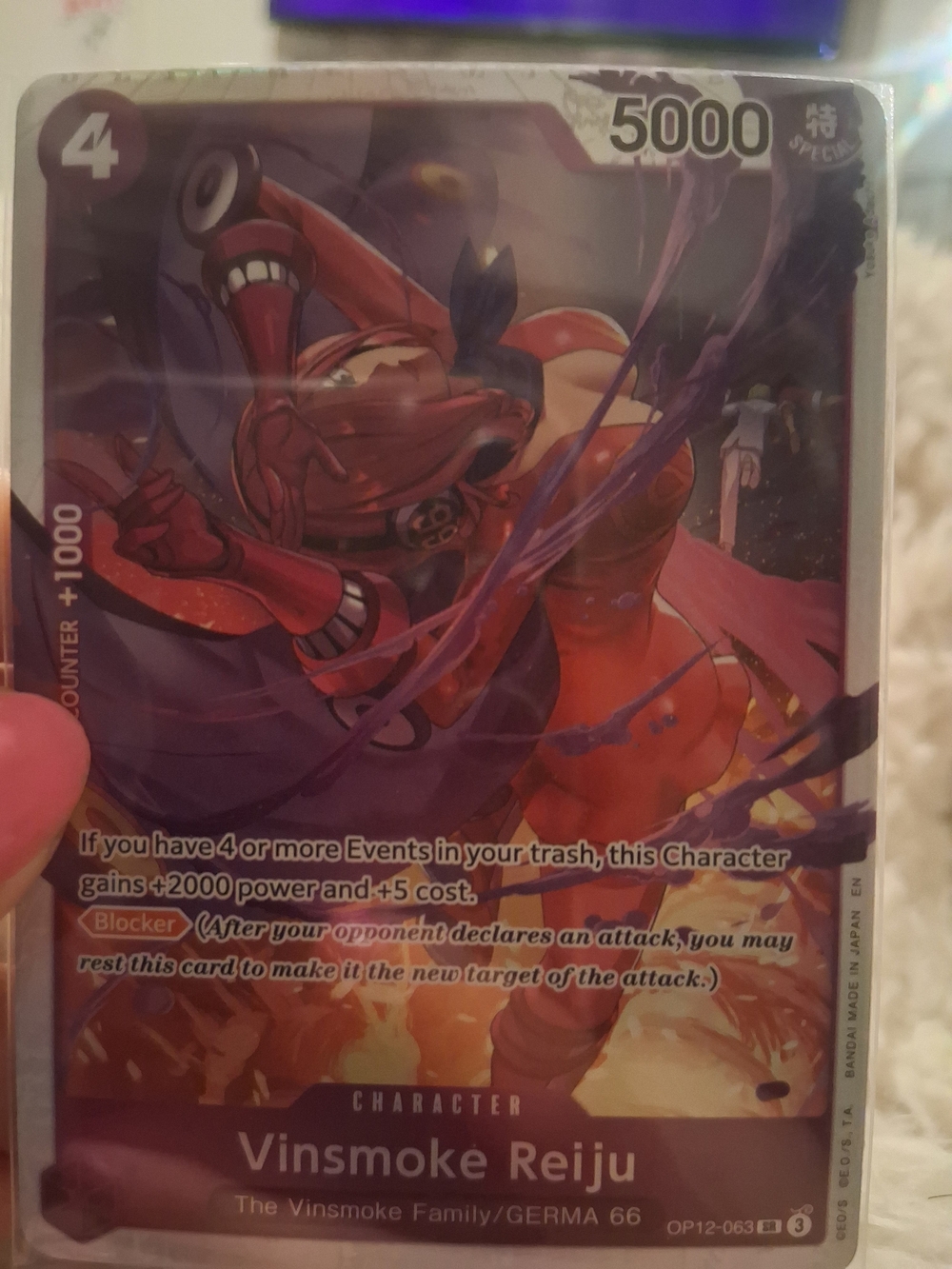 Onepiece Vinsmoke Reiju Trading Card - Red, Purple, Black